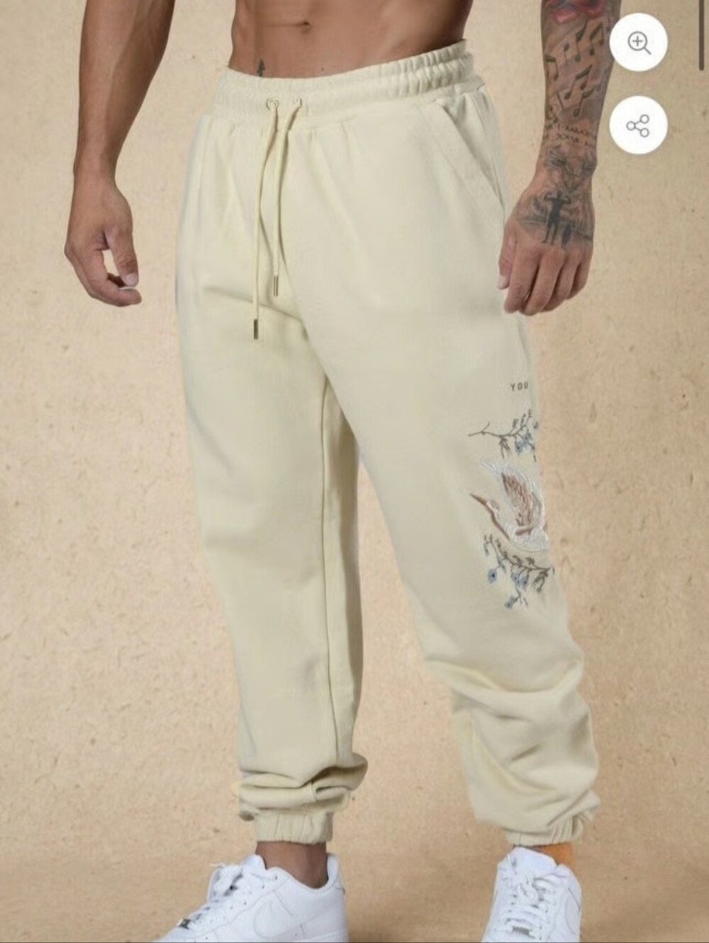 YoungLA Cream 'Dreamer' Graphic Jogger Pants - L